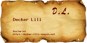 Decker Lili névjegykártya